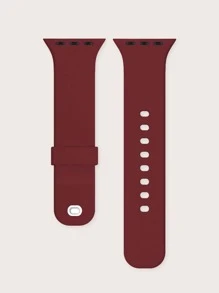 Plain Silicone Watchband Compatible With Apple Watch - Burgundy - View 2