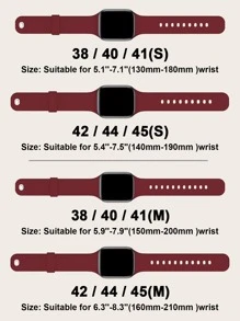Plain Silicone Watchband Compatible With Apple Watch - Burgundy - View 4