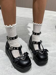 扣飾和金屬裝飾瑪麗珍鞋 - 黑色 - 查看 7