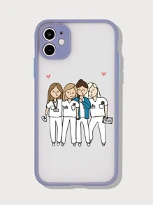 Cartoon Nurse Contrast Frame Phone Case - Purple - View 1