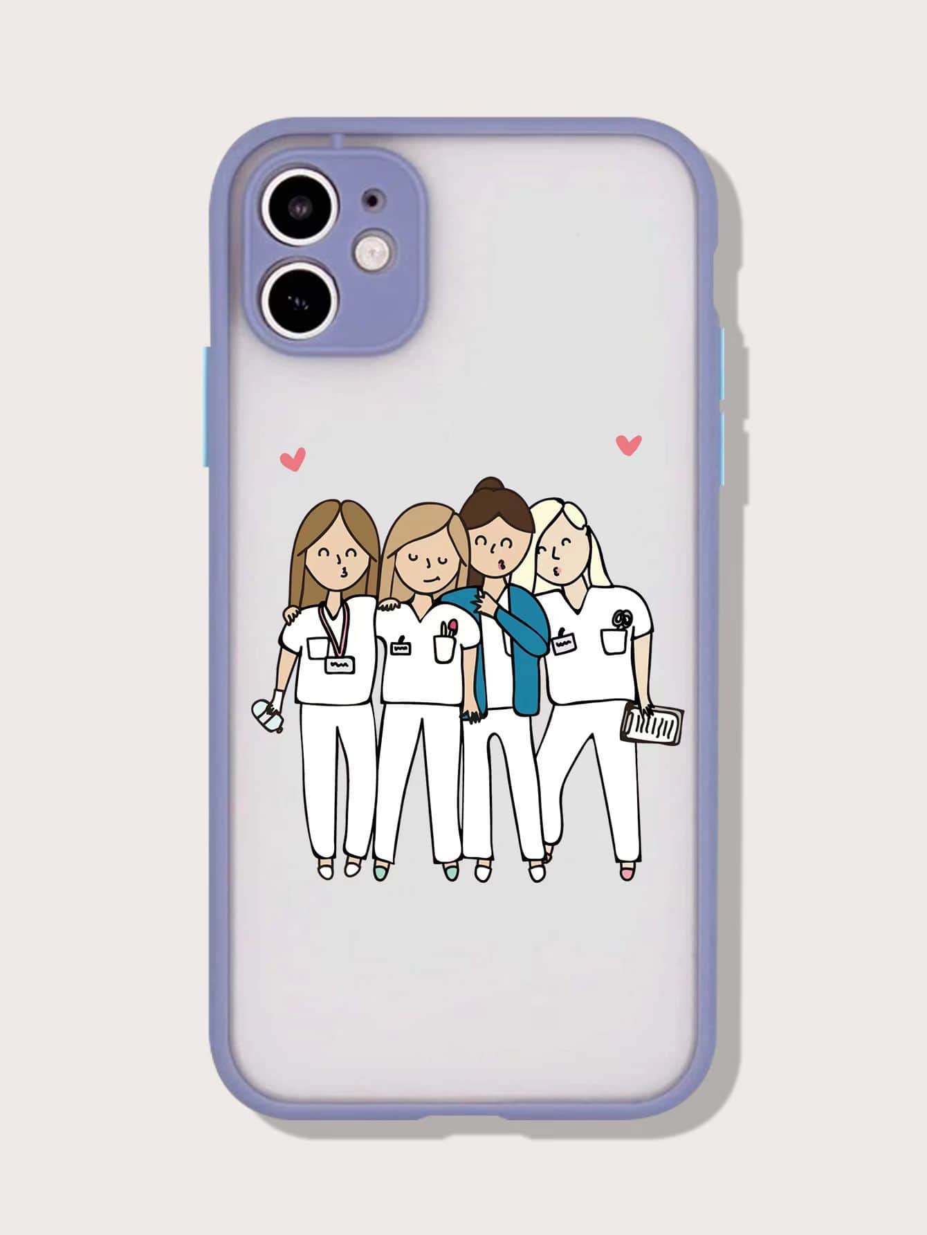 Cartoon Nurse Contrast Frame Phone Case - Purple - View 1
