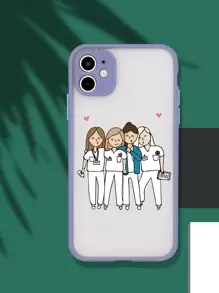 Cartoon Nurse Contrast Frame Phone Case - Purple - View 2