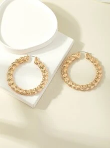 1 对女士金属浮雕图案耳环，适合日常佩戴 - 金黃色 - 查看 2