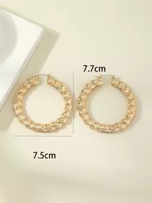 1 对女士金属浮雕图案耳环，适合日常佩戴 - 金黃色 - 查看 3