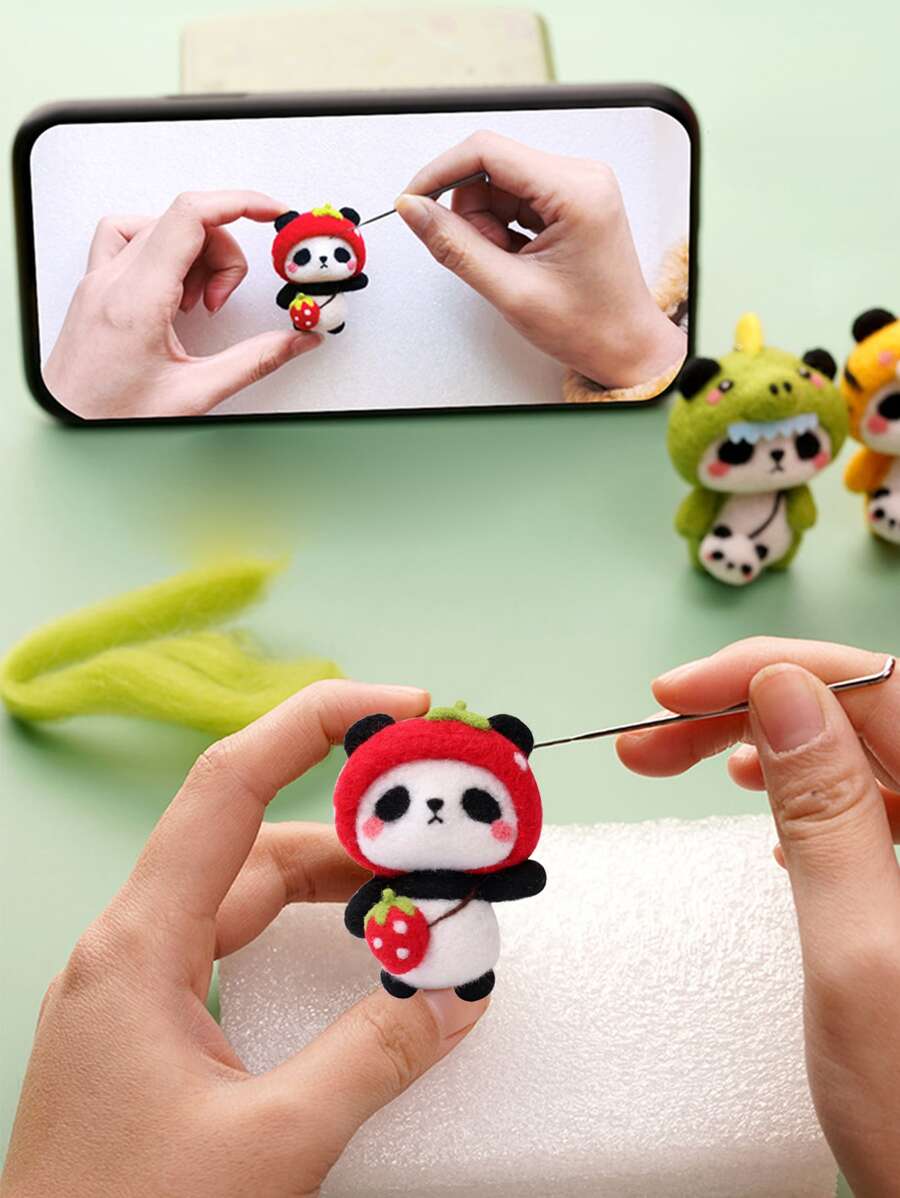 Strawberry Panda Wool Felt Poke Kit SHEIN USA