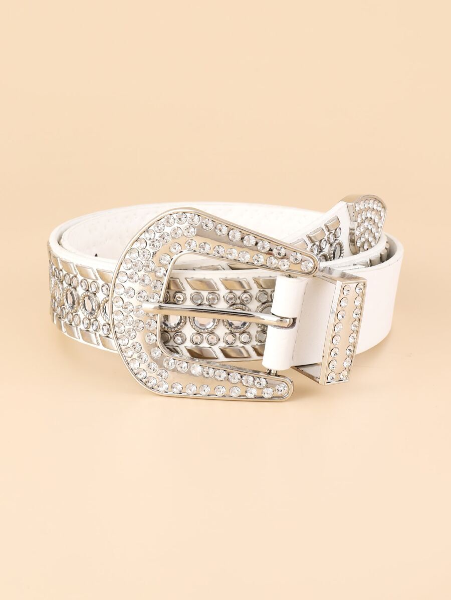 Rhinestone Decor Belt - Beige - View 1