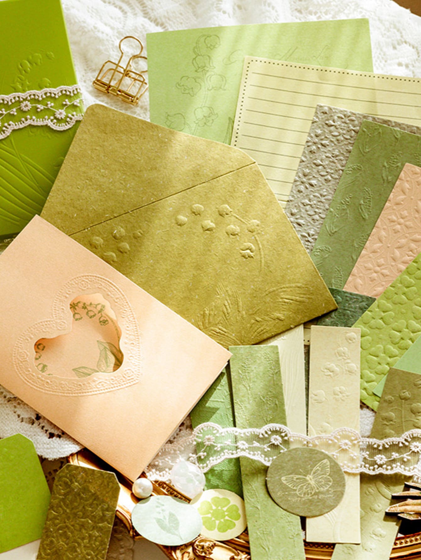 MO.CARD 20pcs Flower Embossed Random Material Paper - Multicolor - View 1