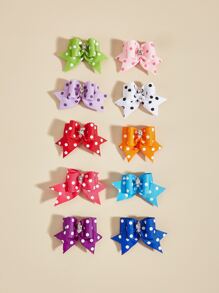 3pcs Random Polka Dot Bow Pet Hair Clip - Multicolor - View 1