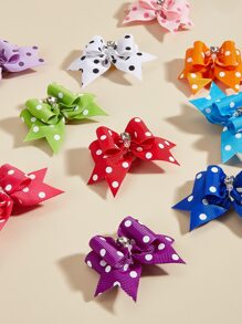 3pcs Random Polka Dot Bow Pet Hair Clip - Multicolor - View 4