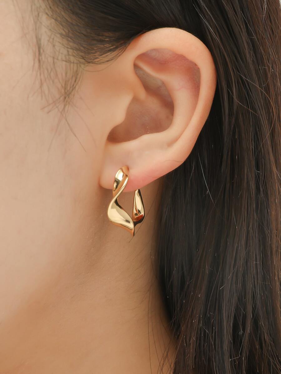 Solid Open Hoop Earrings - Yellow Gold - View 1