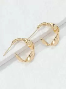 Solid Open Hoop Earrings - Yellow Gold - View 2