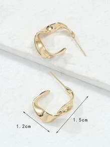 Solid Open Hoop Earrings - Yellow Gold - View 3