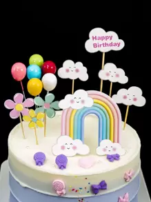 14 pièces Décoration de gâteau d'anniversaire en forme de ballon, décoration de gâteau mignonne pour fête d'anniversaire