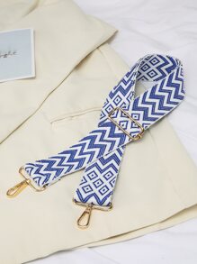 兩色調幾何刺繡細節提袋帶，可調式攜帶包裝飾，時尚耐用，新手及白領族理想選擇，適用於青少女、女性、大學生，是一份理想禮物裝飾配件。