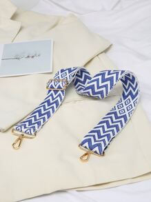 兩色調幾何刺繡細節提袋帶，可調式攜帶包裝飾，時尚耐用，新手及白領族理想選擇，適用於青少女、女性、大學生，是一份理想禮物裝飾配件。