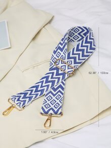 兩色調幾何刺繡細節提袋帶，可調式攜帶包裝飾，時尚耐用，新手及白領族理想選擇，適用於青少女、女性、大學生，是一份理想禮物裝飾配件。