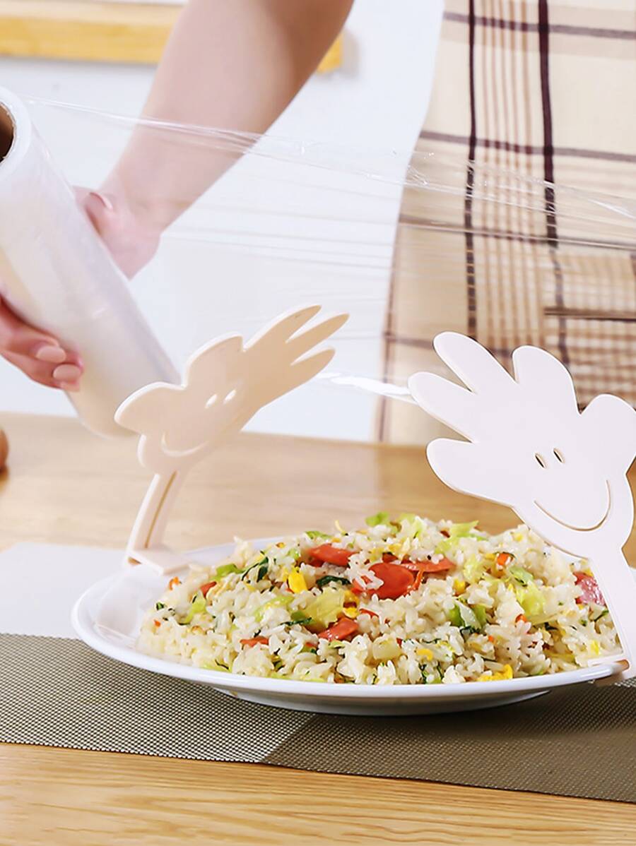 2pcs Hand Shaped Cling Film Holder, Creative Plastic Wrap Fixer Rack For Kitchen