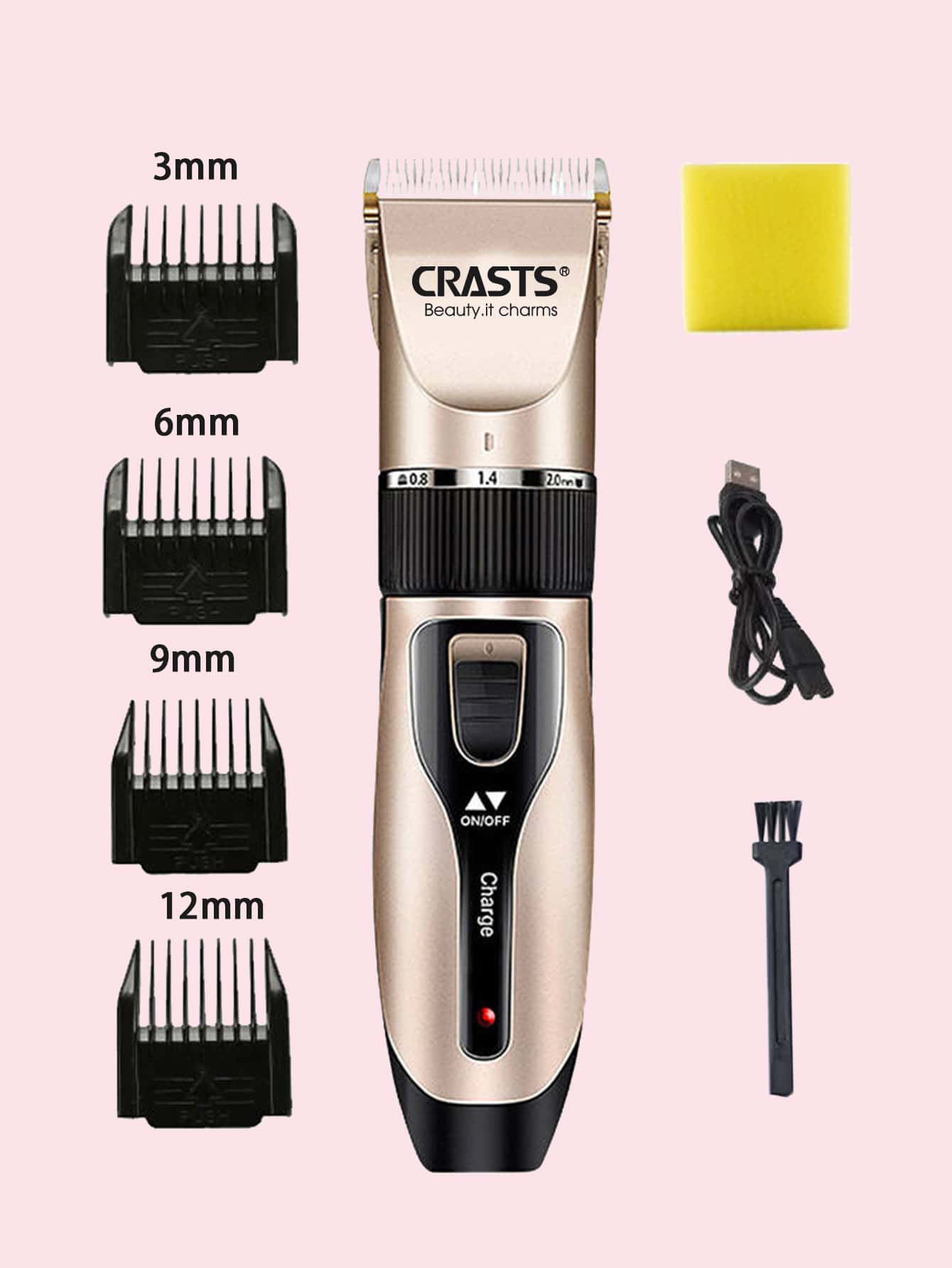 Men Electric Beard Trimmer - Gold - View 1
