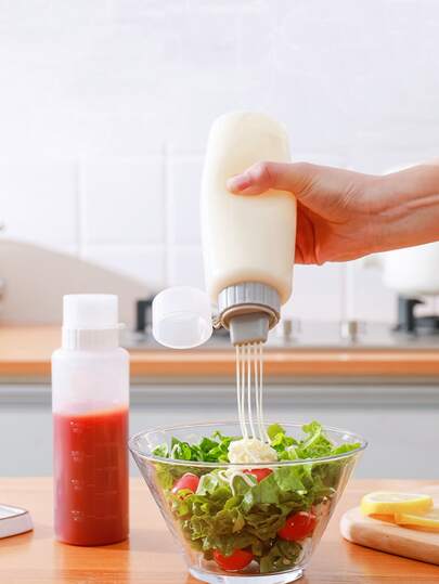 1 botella para apretar condimentos de color aleatorio, botella de plástico multifunción para aderezo de ensalada para el hogar
