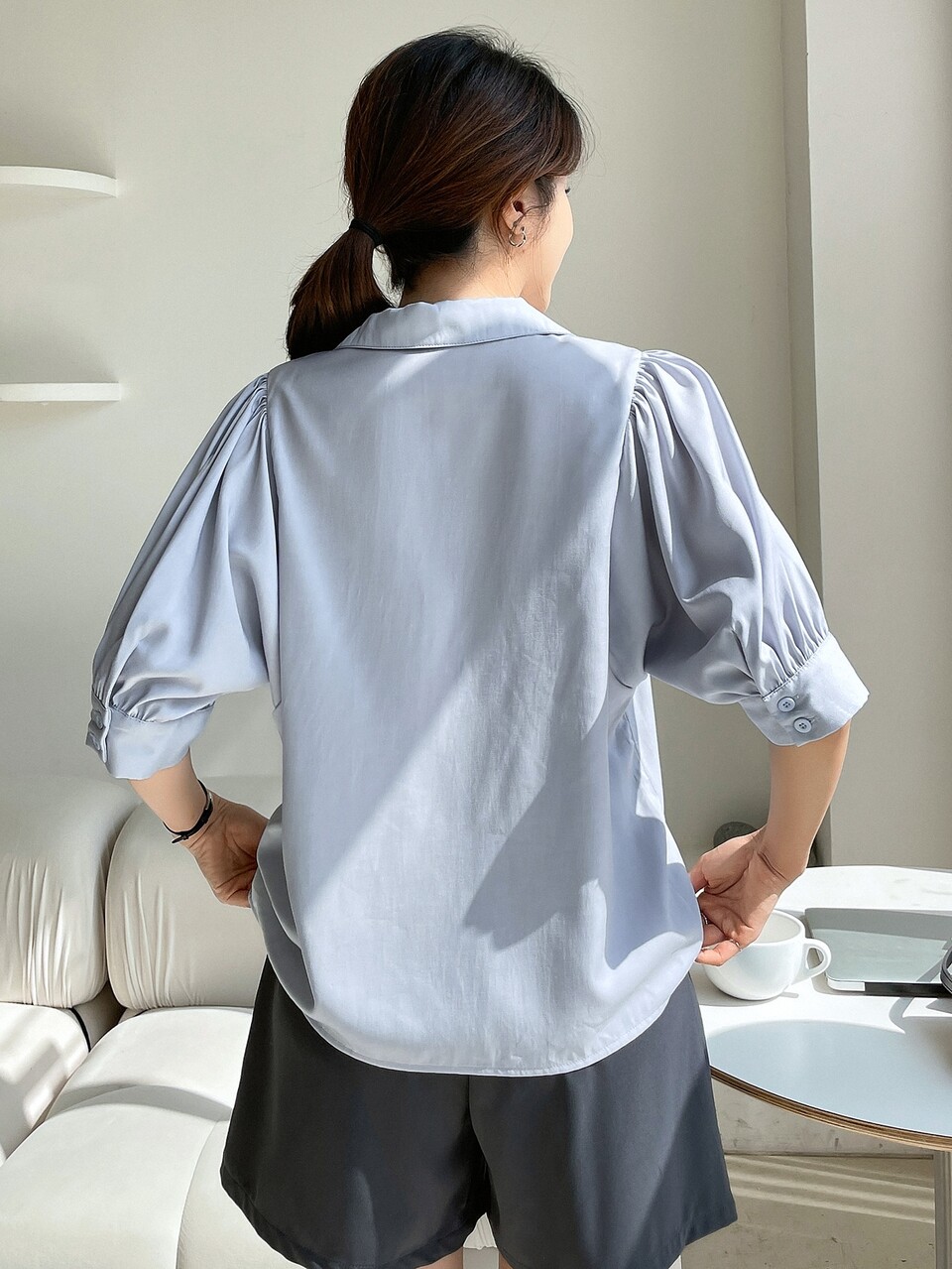 Solid Button Through Shirt