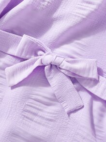 Niñas Vestido con cinturón de hombros descubiertos ribete con fruncido - Lila Púrpura - Ver 4