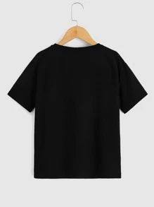 SHEIN Tween Boy Graphic Print Top - Black - View 2