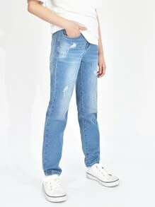 Boys Ripped Straight Leg Jeans