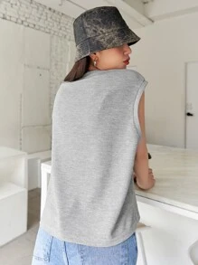 DAZY 純色背心上衣 - 淺灰色 - 查看 2