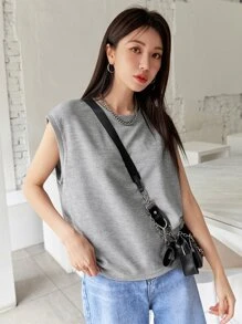 DAZY 純色背心上衣 - 淺灰色 - 查看 3