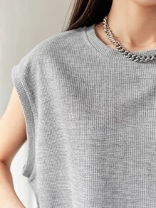 DAZY 純色背心上衣 - 淺灰色 - 查看 5