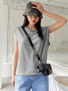 DAZY 純色背心上衣 - 淺灰色 - 查看 6