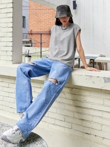 DAZY 純色背心上衣 - 淺灰色 - 查看 7