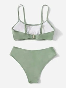 Swim Basics 少女纯色比基尼套装 夏日海滩 - 綠色 - 查看 2