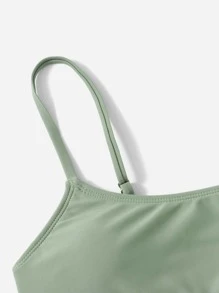 Swim Basics 少女纯色比基尼套装 夏日海滩 - 綠色 - 查看 4