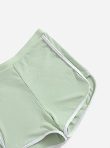 Teen Girls Color Block Bikini Set & Swim Shorts Summer Beach - Green - View 4