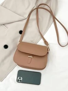 防水、輕盈、商務休閒迷你極簡翻蓋馬鞍包復古適合青少年女孩女大學生、菜鳥和白領非常適合辦公室、大學、工作、商務、通勤 - 卡其色 - 查看 3