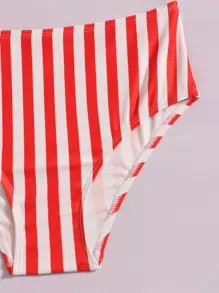 Tween Girl Star & Striped Print Frilled Bikini Set Summer Beach - Multicolor - View 4