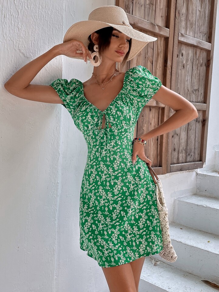 Vestido A Media Pierna De Terciopelo Con Cuello Vuelto Y Abertura Lateral Sin Mangas Para Mujer Verde Oscuro L