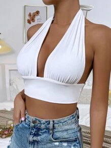 Chiquease Top halter corto de espalda abierta