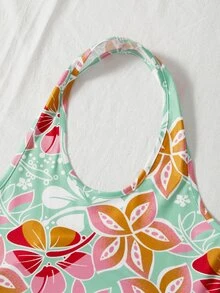 Floral Print Crop Halter Top - Multicolor - View 4