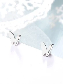 Nooxian Bông tai ren trang trí bướm - Bạc - Xem 3