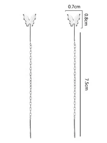 Nooxian Bông tai ren trang trí bướm - Bạc - Xem 4