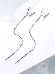 Nooxian Bông tai ren trang trí bướm - Bạc - Xem 5