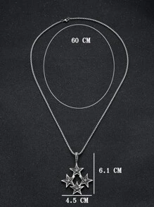 男士星星吊墜項鍊 - 復古銀色 - 查看 3