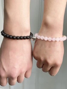 RINTOLER Fashionable and Popular 2pcs Men Crown Decor Beaded Bracelet for Jewelry Gift and for a Stylish Look - Multicolor - View 4