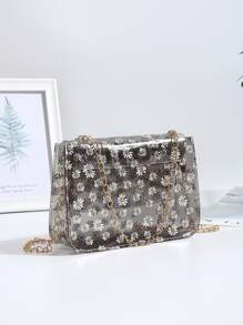 女士斜挎包，可爱印花PVC链条包，清新简约夏季女生单肩包 - 彩色 - 查看 2