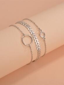 3 piezas Pulsera tobillera con diseño de diamante de imitación - Plateado - Ver 3