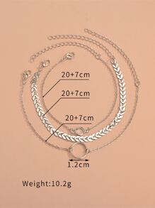 3 piezas Pulsera tobillera con diseño de diamante de imitación - Plateado - Ver 4