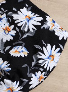 SHEIN Top De Mangas Con Volantes Para Bebé Niña Y Pantalones Con Estampado Floral Y Lazo En La Parte Delantera - Multicolor - Ver 4