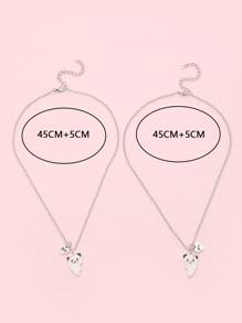 Niñas 2 piezas Collar con accesorio de corazón - Multicolor - Ver 3